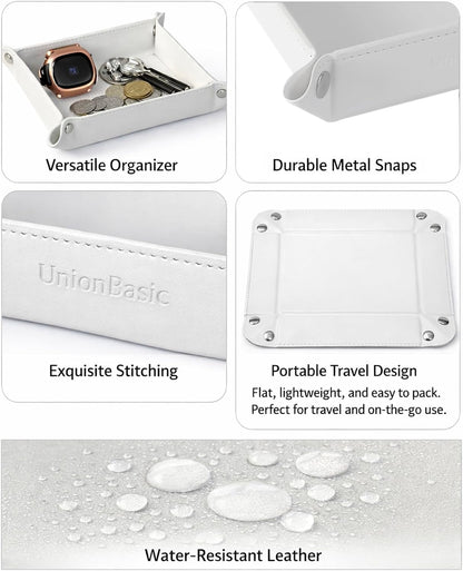 UnionBasic Small Valet Tray, Jewelry Tray for Rings Watches Earrings, Entryway Catchall Caddy for Coins Keys Change, Nightstand Bedside Valet Holder, Trays for Electronic Gadgets, Beige - Colors B