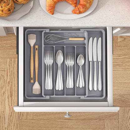 Expandable Silverware Drawer Organizer, Kitchen Utensil Tray
