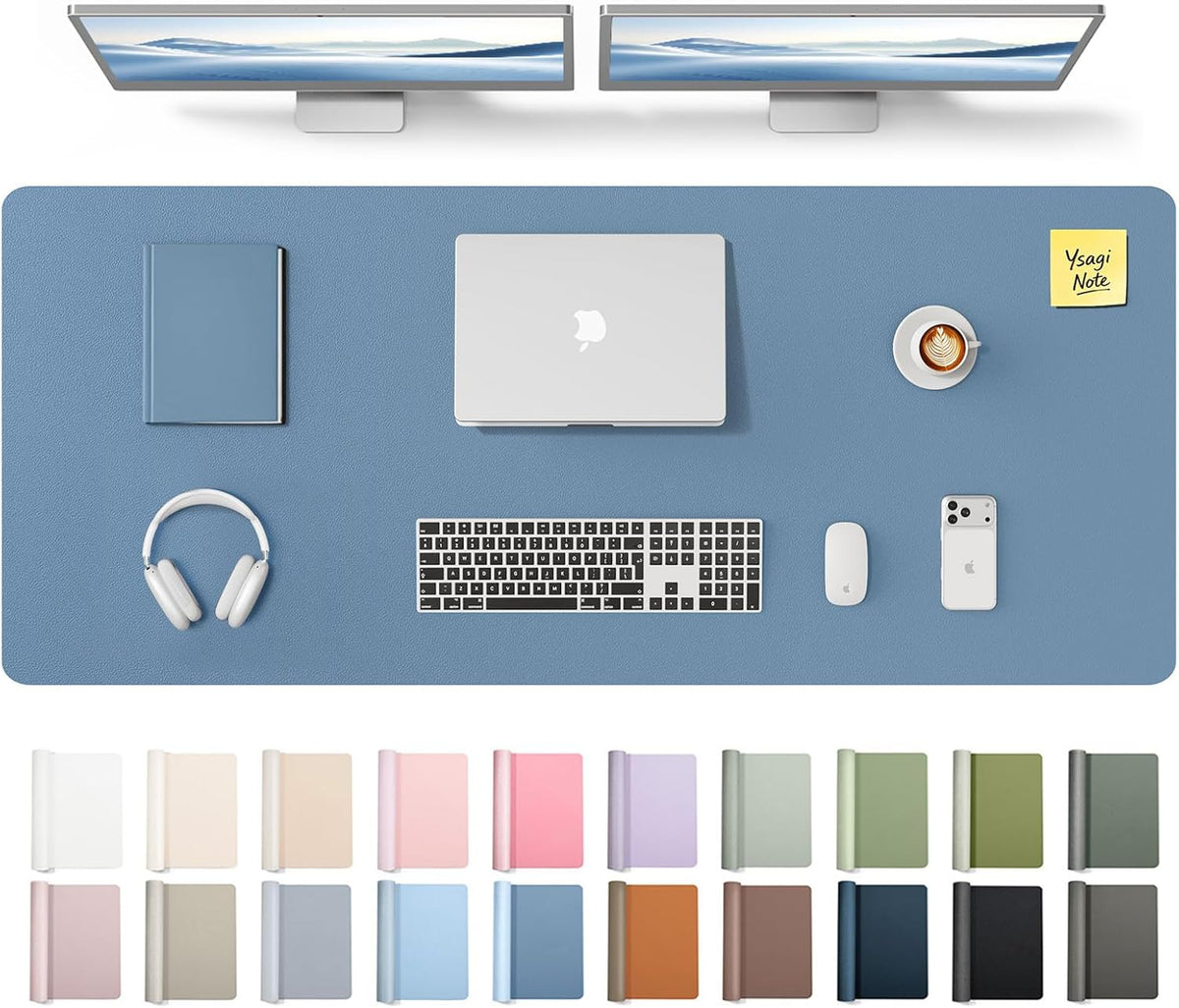 YSAGi Leather Desk Pad Protector, Large Mouse Pad, Non-Slip PU Leather Desk Blotter, Waterproof Writing Pad for Office and Home (31.5" x 15.8", Eggshell) - Colors B