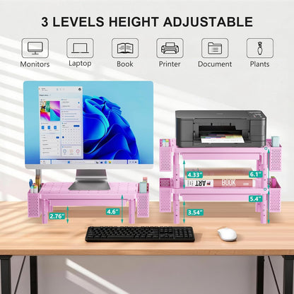 WALI Monitor Stand Riser with Drawer, Desk Organizers and Accessories for Computer, Printer, Laptop Stand for Home Office Supplies, (PTT005-B), 1 Pack, Black