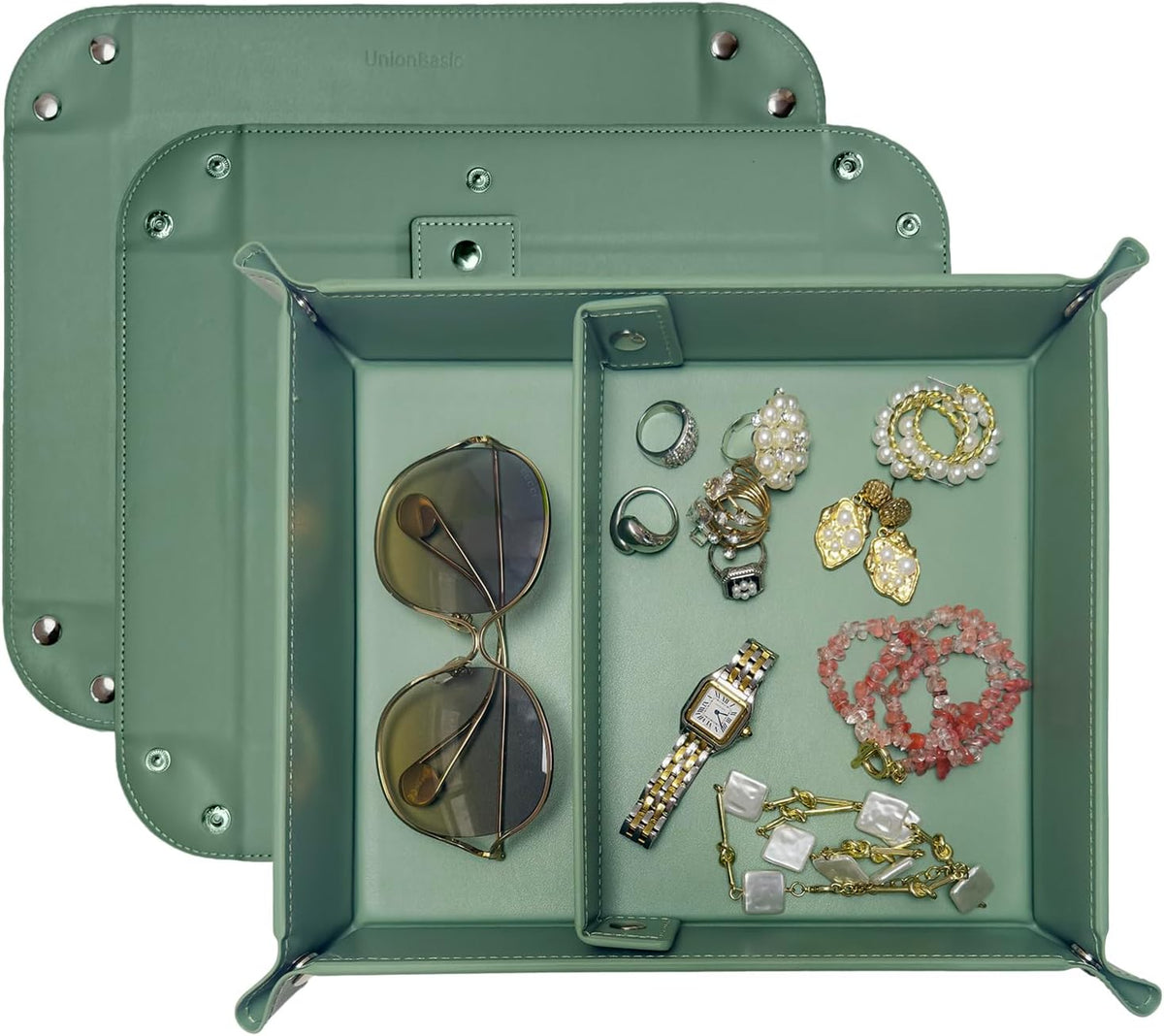 UnionBasic Small Valet Tray, Jewelry Tray for Rings Watches Earrings, Entryway Catchall Caddy for Coins Keys Change, Nightstand Bedside Valet Holder, Trays for Electronic Gadgets, Beige - Colors B