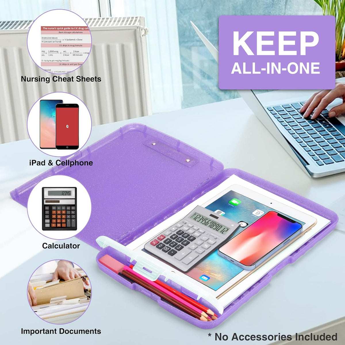 Clipboard with Storage, Clip Board 8.5 x 11 with Pen Holder, High Capacity Plastic Organization Case Box for Letter Legal A4 Size Paper, Nurses Teachers Must Haves, School & Office Supplies
