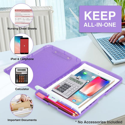 Clipboard with Storage, Clip Board 8.5 x 11 with Pen Holder, High Capacity Plastic Organization Case Box for Letter Legal A4 Size Paper, Nurses Teachers Must Haves, School & Office Supplies