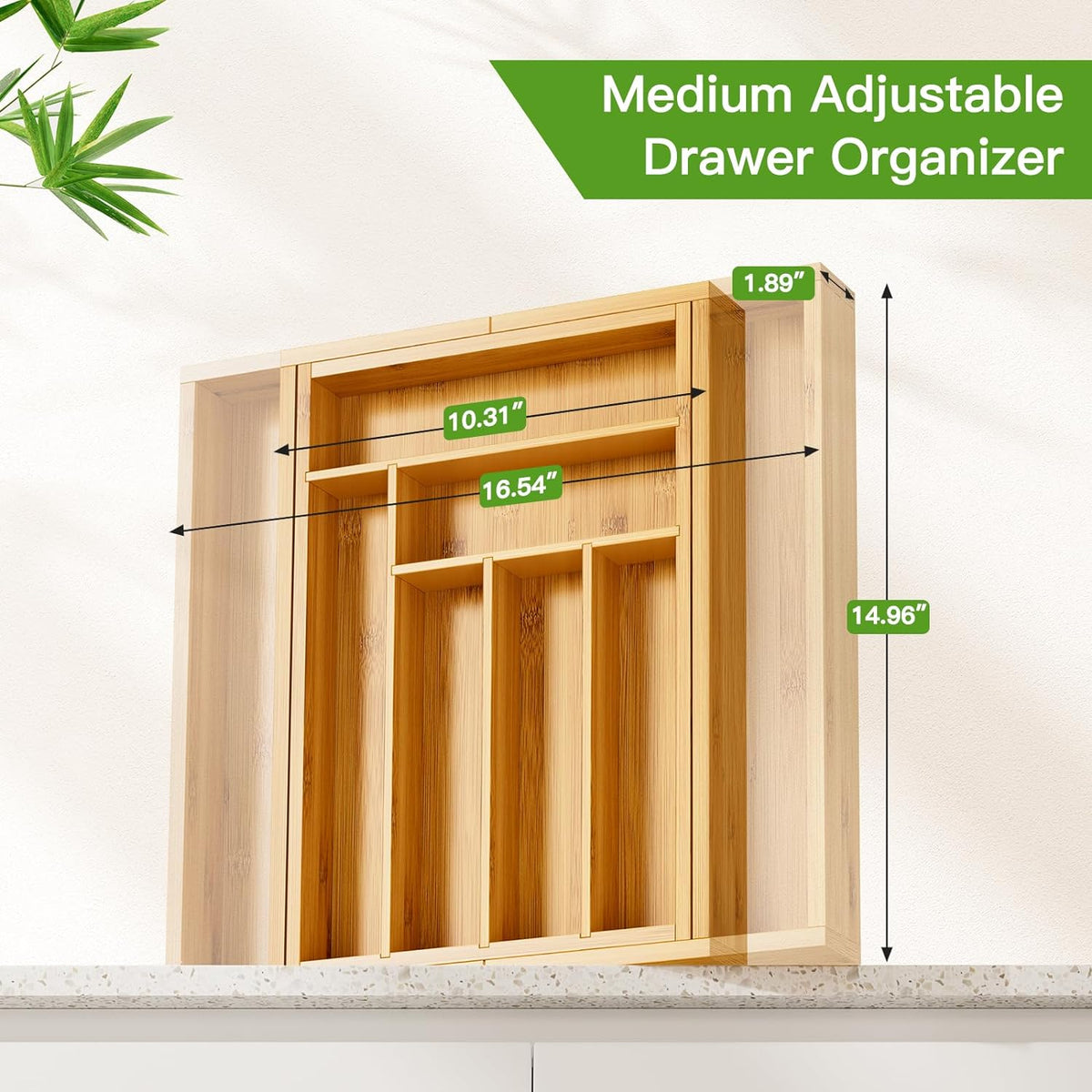 Pipishell Bamboo Expandable Silverware Drawer Organizer, Adjustable Kitchen Utensil Tray for Forks, Spoons and Knives, Wood Storage Cutlery Holder for Bedroom and Living Room