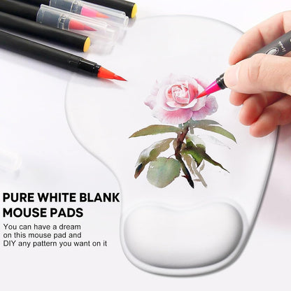 JIKIOU Mouse Pad, 2 Pack Ergonomic Mouse Pads with Comfortable Gel Wrist Rest Support and Smooth Cloth, Non-Slip PU Base for Easy Typing Pain Relief Durable and Easy to Clean Small Black