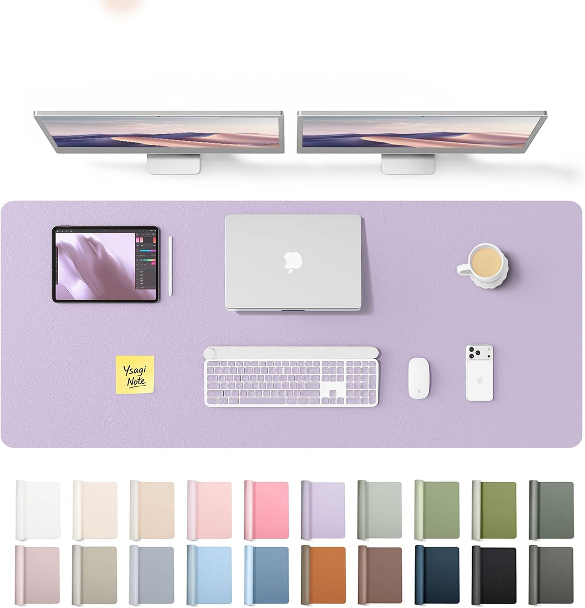 YSAGi Leather Desk Pad Protector, Large Mouse Pad, Non-Slip PU Leather Desk Blotter, Waterproof Writing Pad for Office and Home (31.5" x 15.8", Eggshell) - Colors B