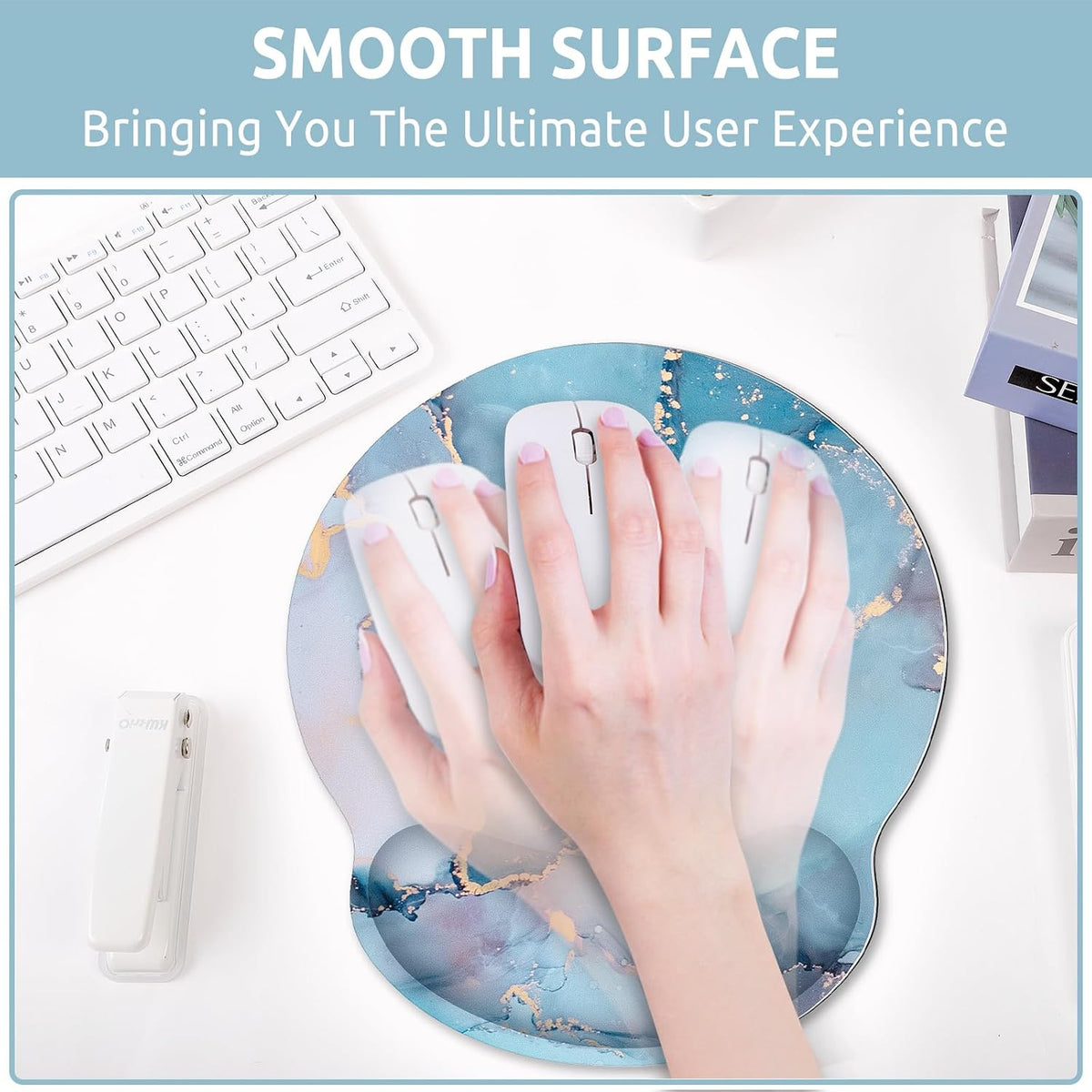 KONVINIT Ergonomic Mouse Pad with Wrist Rest, Small Mousepad with Non-Slip Rubber Base and Smooth Surface, Beach Mouse Pads for Desk, Office Desk Accessories