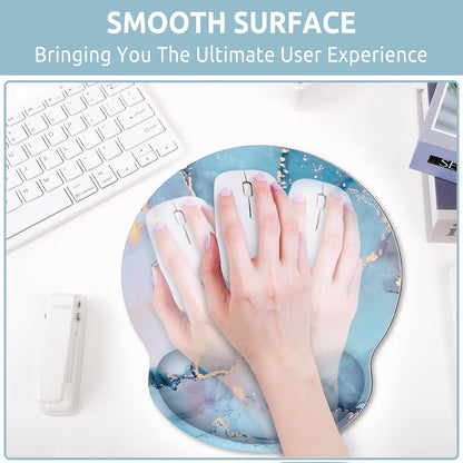 KONVINIT Ergonomic Mouse Pad with Wrist Rest, Small Mousepad with Non-Slip Rubber Base and Smooth Surface, Beach Mouse Pads for Desk, Office Desk Accessories