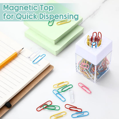 Outus 4 Pieces Magnetic Paper Clip Dispenser Holder Paperclip Dispenser for Desk, School, Office(Black)