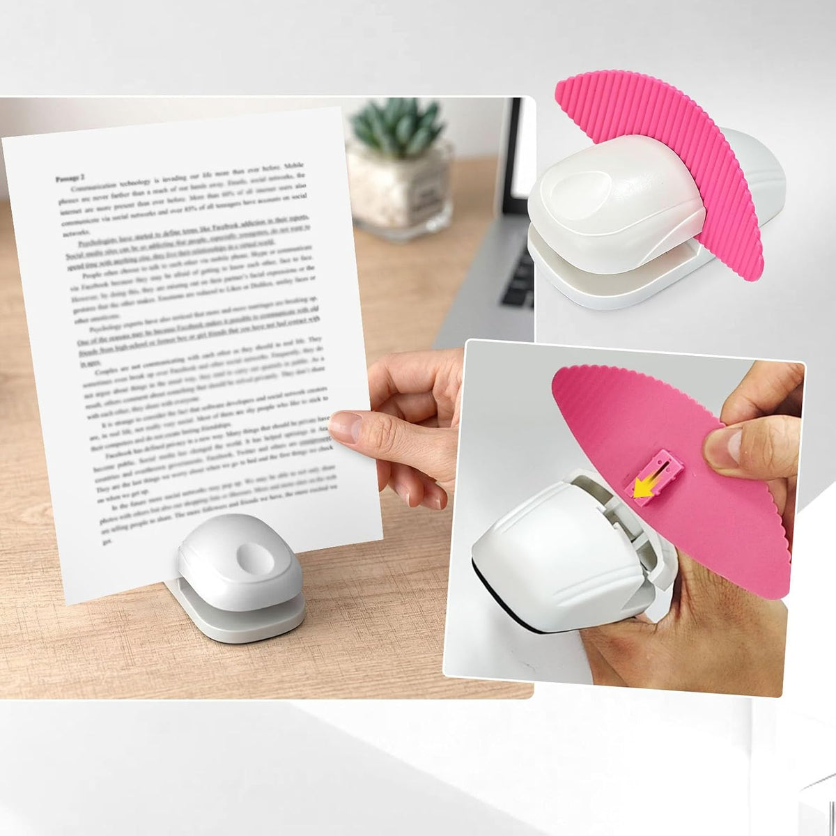 Paper Holder for Typing, White Typing Stand Document Holder with Weighted Base and Clip, Compact Paper Stand for Desk When Typing, Copy Holder for Notes, Forms and Office Work