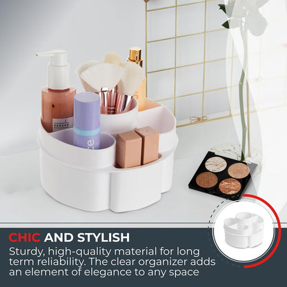 Masirs 360 Rotating Makeup Organizer Countertop - Adjustable Shelf Height - The Perfect Round Spinning Cosmetic Organizer for Bedroom Dresser or Vanity Countertop Storage (Clear)
