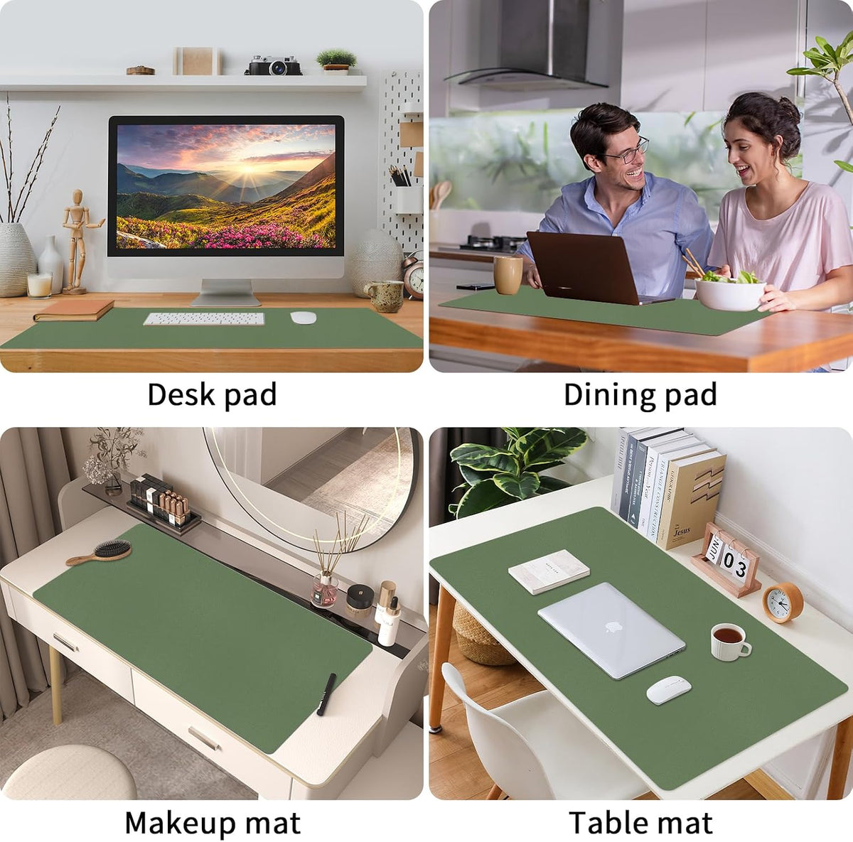 Bloss Leather Desk Pad and Keyboard Wrist Rest, Large Mouse Pad + Keyboard Pad+Mouse Wrist Support, Non-Slip Desk Mat Protector for Office, Home(31.5×15.7 Inches,Beige) - Colors A