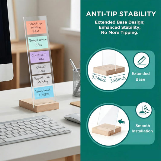 2PCS Monitor Memo Board Portable Monitor Sticky Note Holder Computer Screen Message Board Holder Detachable Acrylic Sticky Note Board Messadge Remider