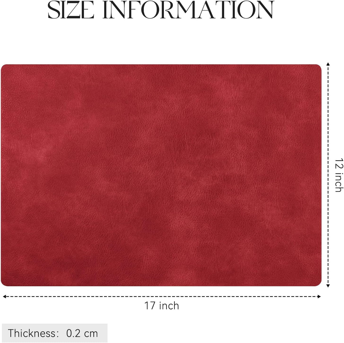 MOSAYT Vinyl Placemats Set of 6-12 X 17 Inch - Faux Leather 100% Waterproof Oil-Proof Wipeable PU Place Mats, Heat Resistant Reversible Table Mats for Kitchen, Dining, Outdoor, Reddish Brown