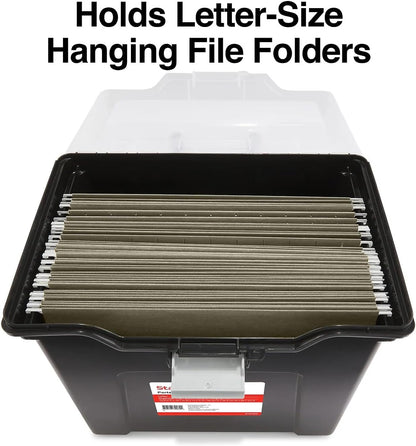 Hanging File Folder Box, Storage Bin Organizer, Snap Lid, Clear