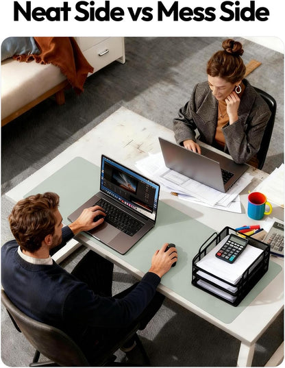YSAGi Leather Desk Pad Protector, Office Desk Mat, Large Mouse Pad, Non-Slip PU Leather Desk Blotter, Waterproof Laptop Desk Writing Pad for Office and Home (23.6" x 13.8", Eggshell) - Colors B
