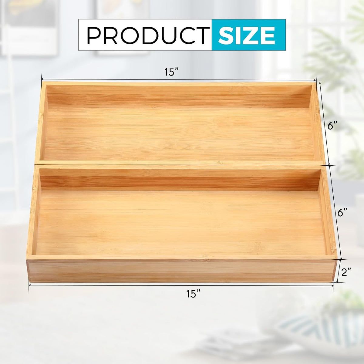 Fabsome Drawer Organizer, Set of 9 Bamboo Wood Kitchen Makeup Desk Junk Tea Drawer Storage Boxes Bins for Cutlery Silverware Utensils Flatware, Small Wooden Container Tray for Bathroom, Office