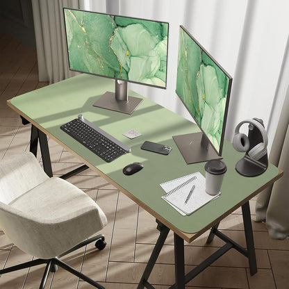 Bloss Leather Desk Pad and Keyboard Wrist Rest, Large Mouse Pad + Keyboard Pad+Mouse Wrist Support, Non-Slip Desk Mat Protector for Office, Home(31.5×15.7 Inches,Beige) - Colors B