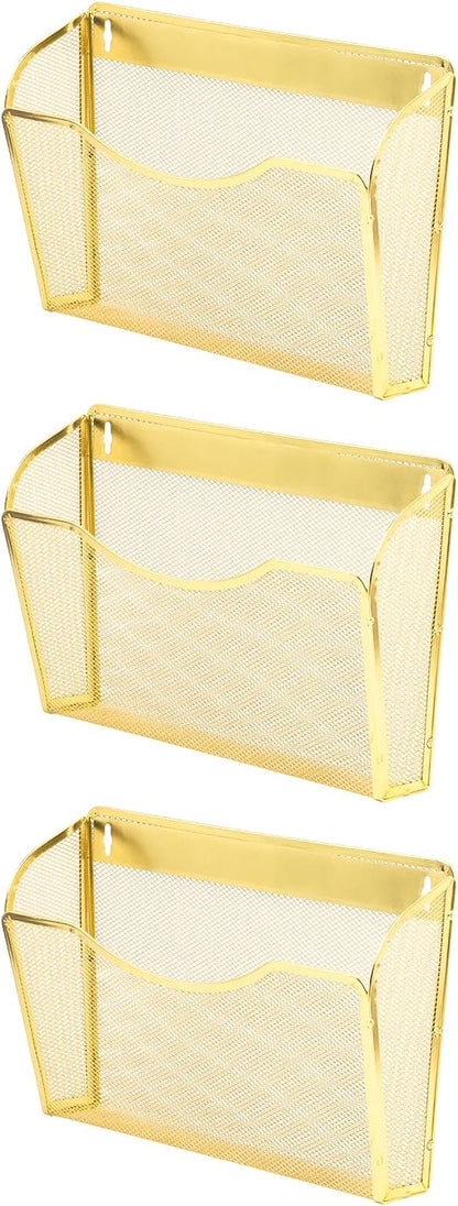 EASEPRES 3 Single Pocket Mesh Hanging File Organizer, Vertical Wall Mounted Magazine File Holder, Mount Basket Mail Paper Document Folder Organizing for Office, Home and School, Black