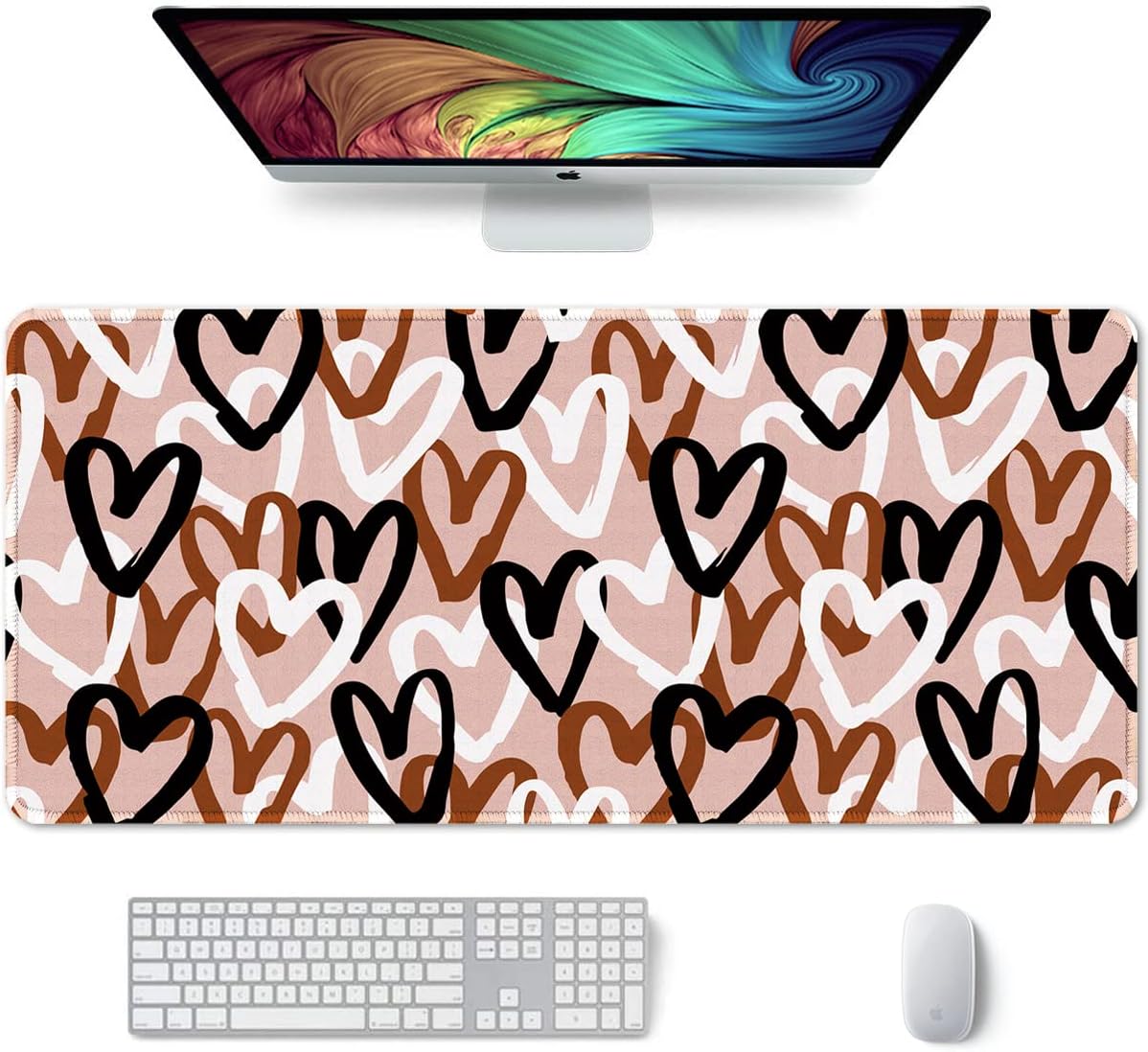 Auhoahsil Desk Mat, Ultra Large Mouse Pad, XXL Gaming Mousepad, Green Tropical Leaves Deskpad, Big Extended Full Size Mouse Pad, Desktop Desk Matt for Keyboard, Laptop & Computer, 35.5 x 15.7 in - Colors A