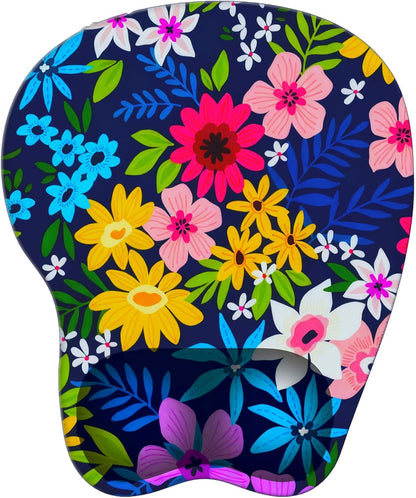 Wrist Support Mouse Pad Anti Slip Rubber Wrist Rest Mousepad 9in X 8in Small Desktop Notebook Mouse Mat for Working and Gaming (M-Pink Floral)