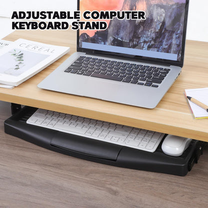 VILLCASE under Desk Keyboard Tray with Hidden Drawer Slide Out Computer Keyboard Stand 20.66X9.05X1.18In Ergonomic Office Storage Plate for Home and Work Desk Organization