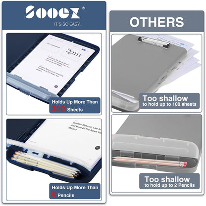 Clipboard with Storage, Clip Board 8.5 x 11 with Pen Holder, High Capacity Plastic Organization Case Box for Letter Legal A4 Size Paper, Nurses Teachers Must Haves, School & Office Supplies