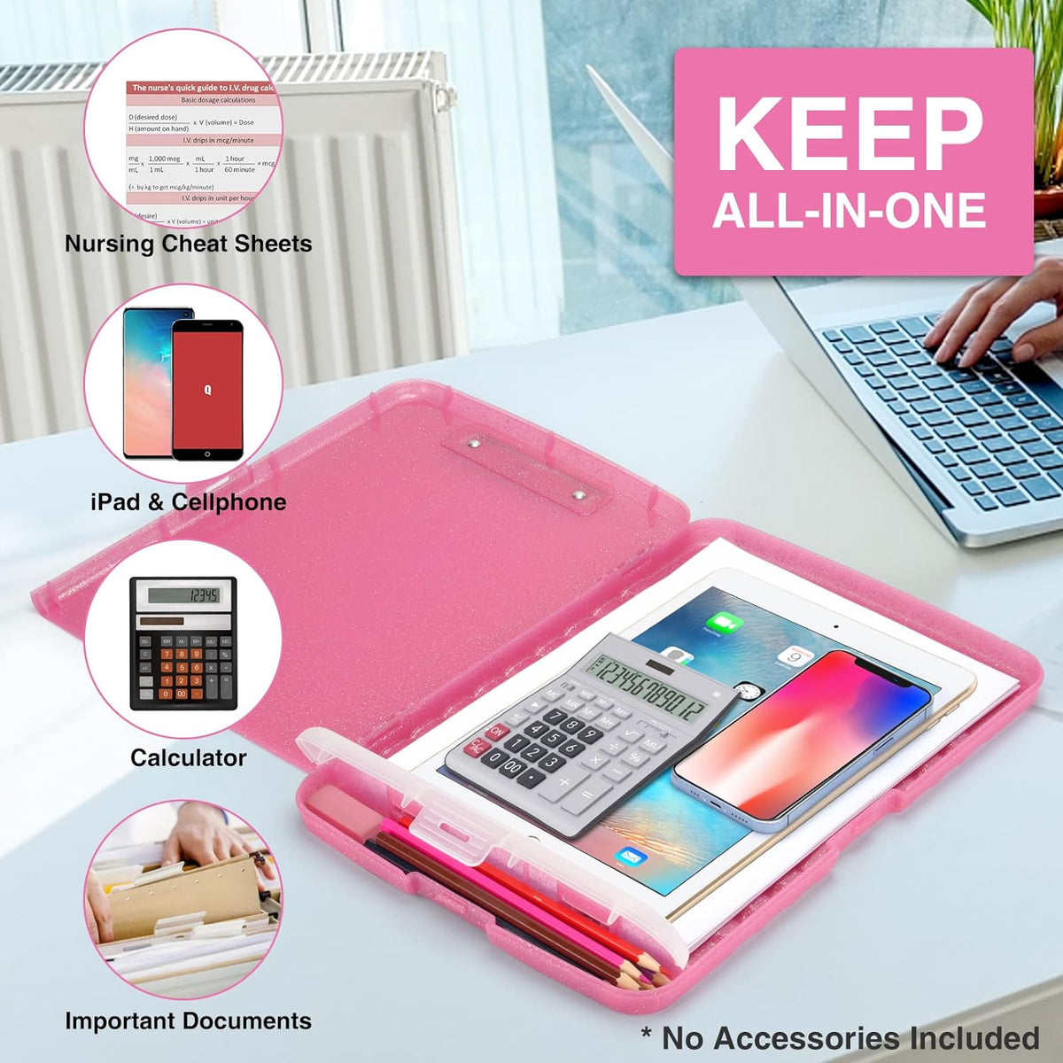 Clipboard with Storage, Clip Board 8.5 x 11 with Pen Holder, High Capacity Plastic Organization Case Box for Letter Legal A4 Size Paper, Nurses Teachers Must Haves, School & Office Supplies