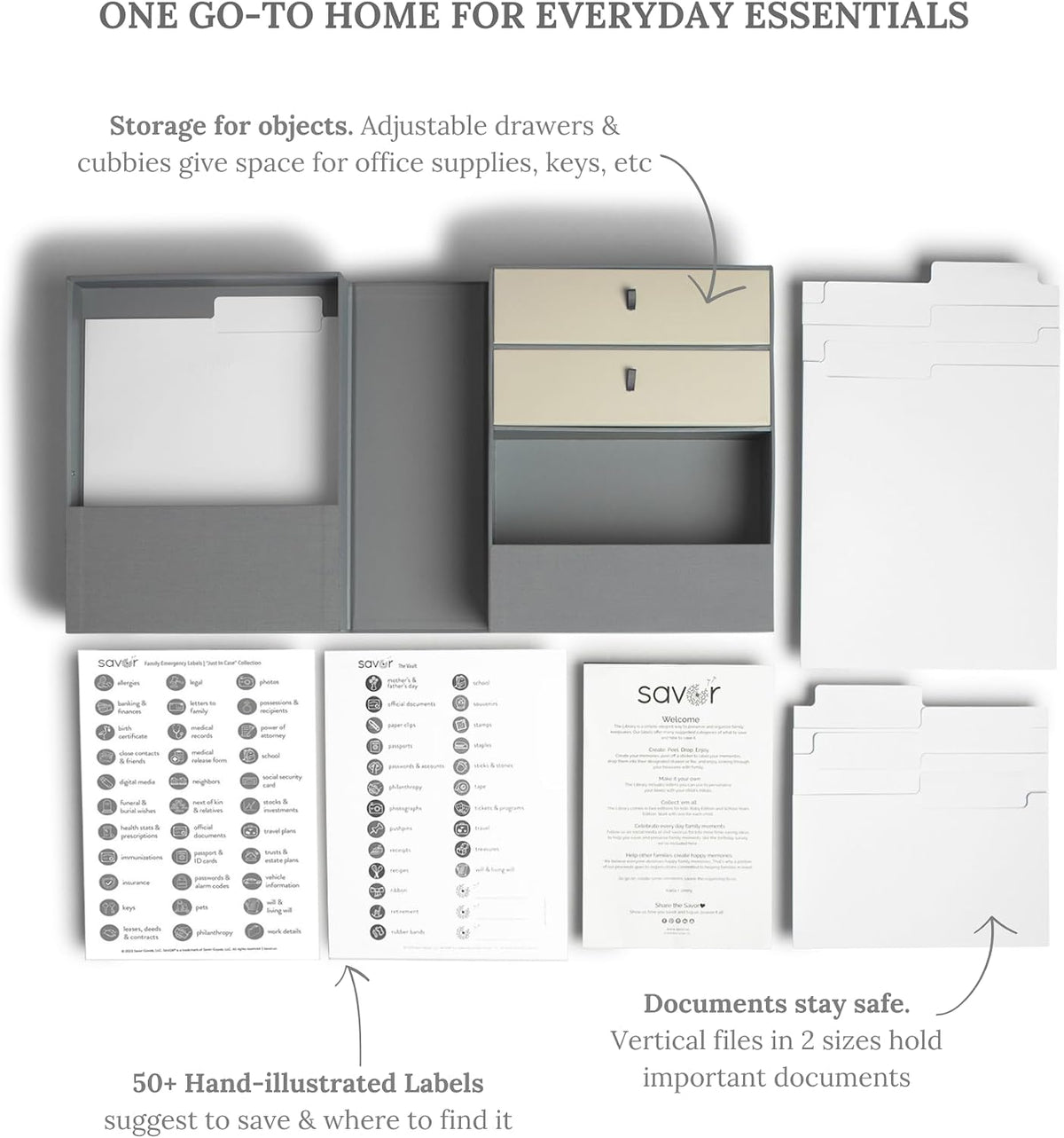 Savor | All-in-One Desk Organizer | Blue – Keep Desk, Office, and Home Organized All-in-One Storage System for Important Files, Documents, Stationery, and Office Supplies