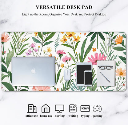 Auhoahsil Desk Mat, Ultra Large Mouse Pad, XXL Gaming Mousepad, Green Tropical Leaves Deskpad, Big Extended Full Size Mouse Pad, Desktop Desk Matt for Keyboard, Laptop & Computer, 35.5 x 15.7 in - Colors A