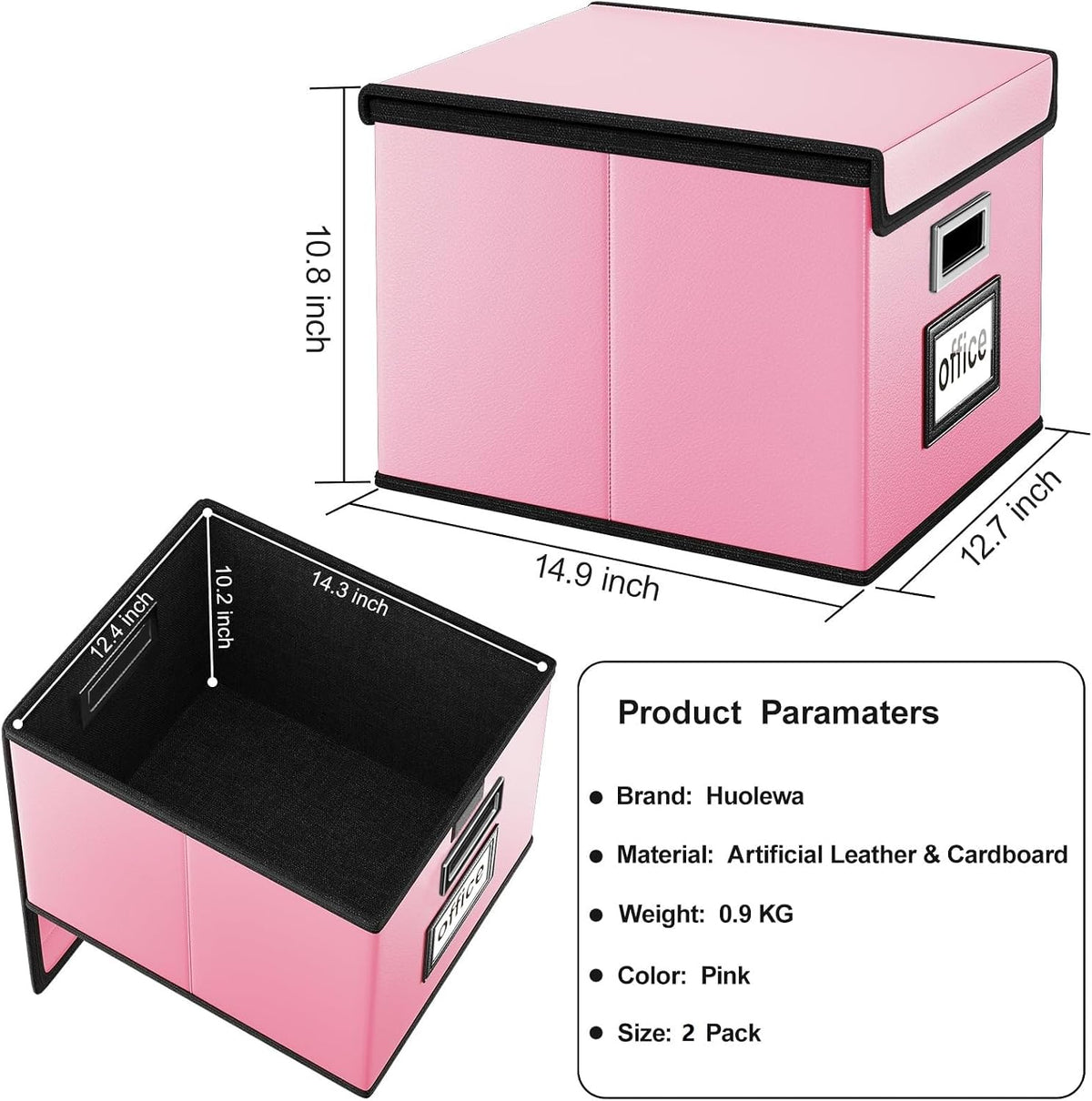 Upgraded Portable File Organizer Box with Lid, Collapsible Linen Hanging Filing Storage Boxes with Plastic Slides, Decorative Home/Office Filing System Box for File and Folders Storage (Gray)