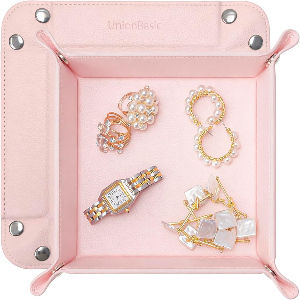 Small Valet Tray, Jewelry Tray for Rings Watches Earrings, Entryway Catchall Caddy for Coins Keys Change, Nightstand Bedside Valet Holder, Trays for Electronic Gadgets, Beige - Colors A