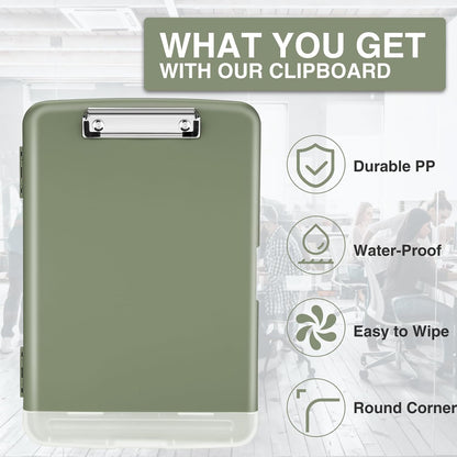 Clipboard with Storage, Clip Board 8.5 x 11 with Pen Holder, High Capacity Plastic Organization Case Box for Letter Legal A4 Size Paper, Nurses Teachers Must Haves, School & Office Supplies
