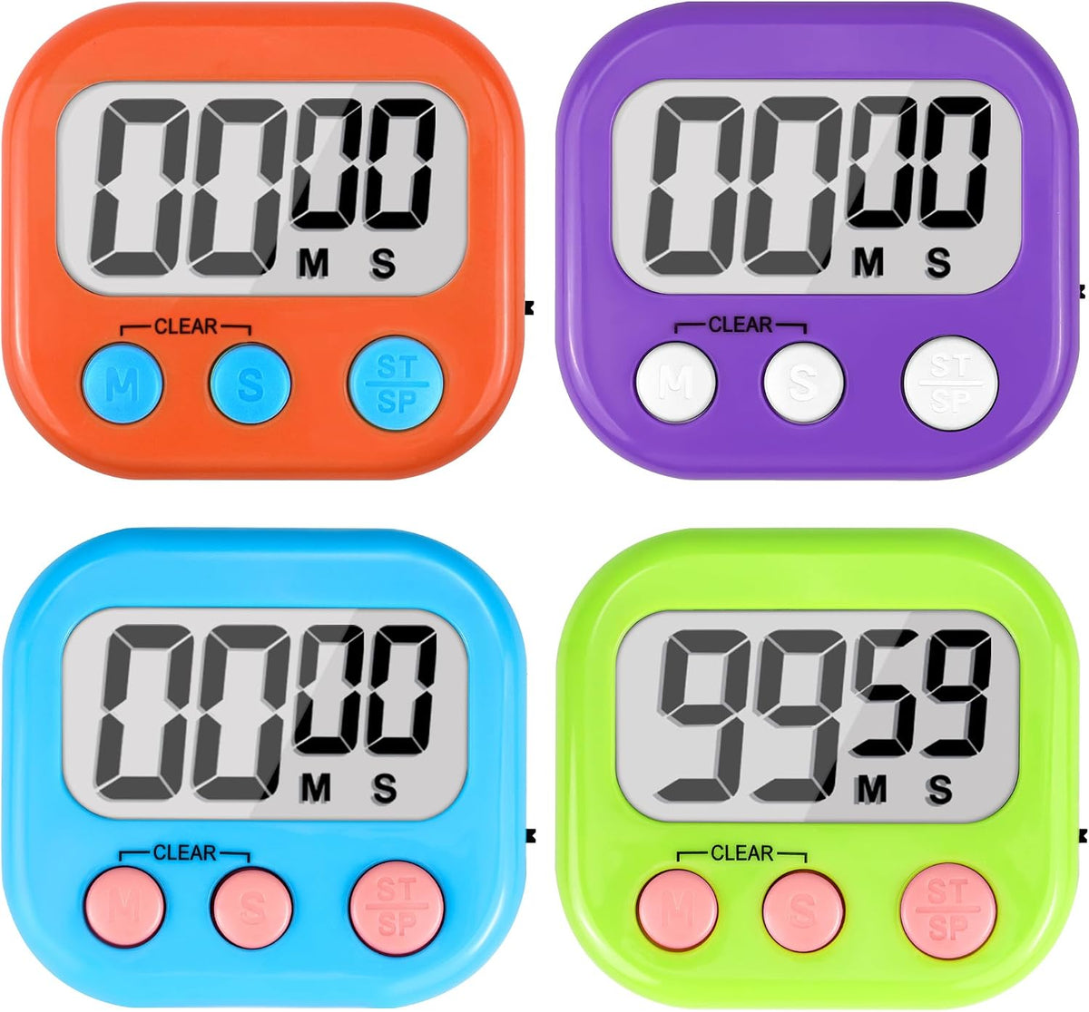 Digital Timer for Kids Teacher Supplies Classroom Timer for Study Learning Management Kitchen Work Exercise-4Pack Pink Blue Green Purple