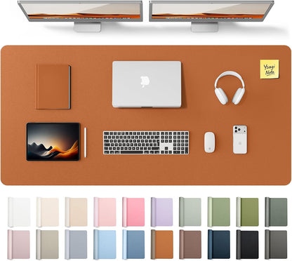 YSAGi Leather Desk Pad Protector, Office Desk Mat, Large Mouse Pad, Non-Slip PU Leather Desk Blotter, Waterproof Laptop Desk Writing Pad for Office and Home (23.6" x 13.8", Eggshell) - Colors A