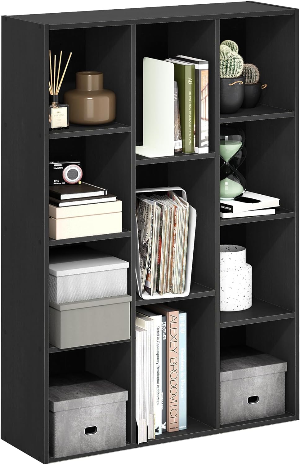 Furinno PASIR Book Shelf, 2-Tier Modern Bookshelf, Open Shelves Bookcase 9 x 12 x 21, Easy Assembly, for Living Room, Bedroom, Home Office, White