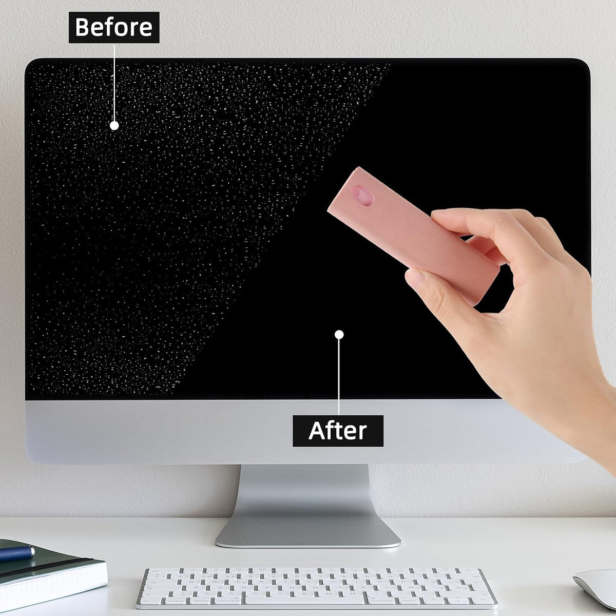 Car Screen Cleaner Kit, 4 Pcs 3-in-1 Touchscreen Mist Cleaner and Microfiber Cloth, for Car Display, iPhone, iPad, MacBook, Laptop, Computer Monitor, TV, Android (Pink*2 & Grey*1 & Black*1)