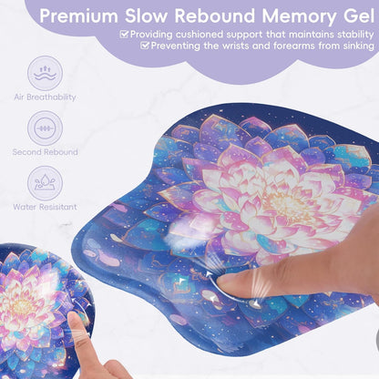 Wrist Support Mouse Pad Anti Slip Rubber Wrist Rest Mousepad 9in X 8in Small Desktop Notebook Mouse Mat for Working and Gaming (M-Pink Floral)