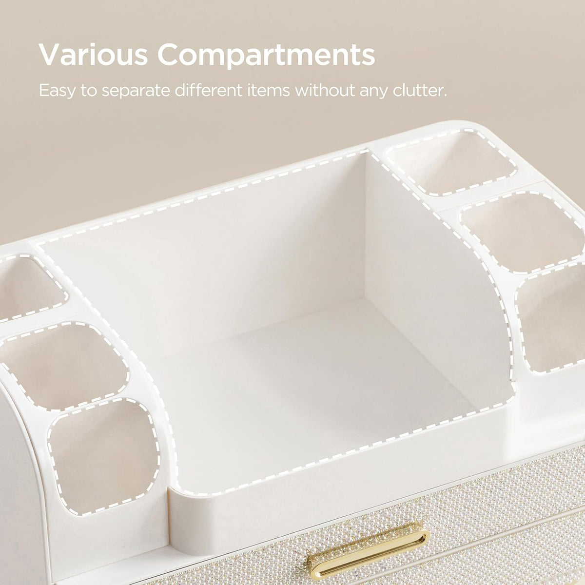 HBlife Makeup Organizer for Vanity with Brush Holder, Large Bathroom Countertop Cosmetic Organizer Skin Care Storage, Easy to Store Lipsticks, Nail Polishes, Perfumes, Eyeshadow Palettes, All White