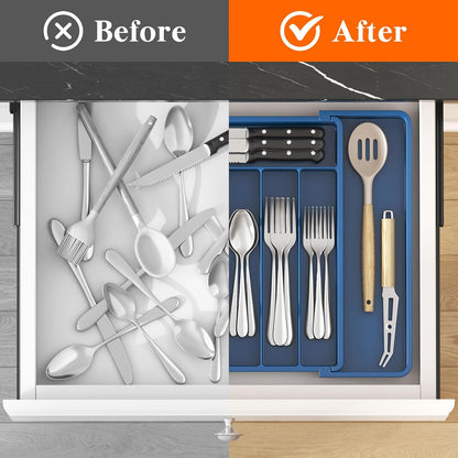 Expandable Silverware Drawer Organizer, Kitchen Utensil Tray