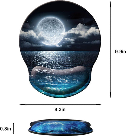 Mouse Pad with Wrist Support, Ergonomic Mouse Pad with Memory Foam Wrist Rest Cushion, Non-Slip Rubber Base Gaming Mice Pad for Home Office Computer Laptop, Flower Black