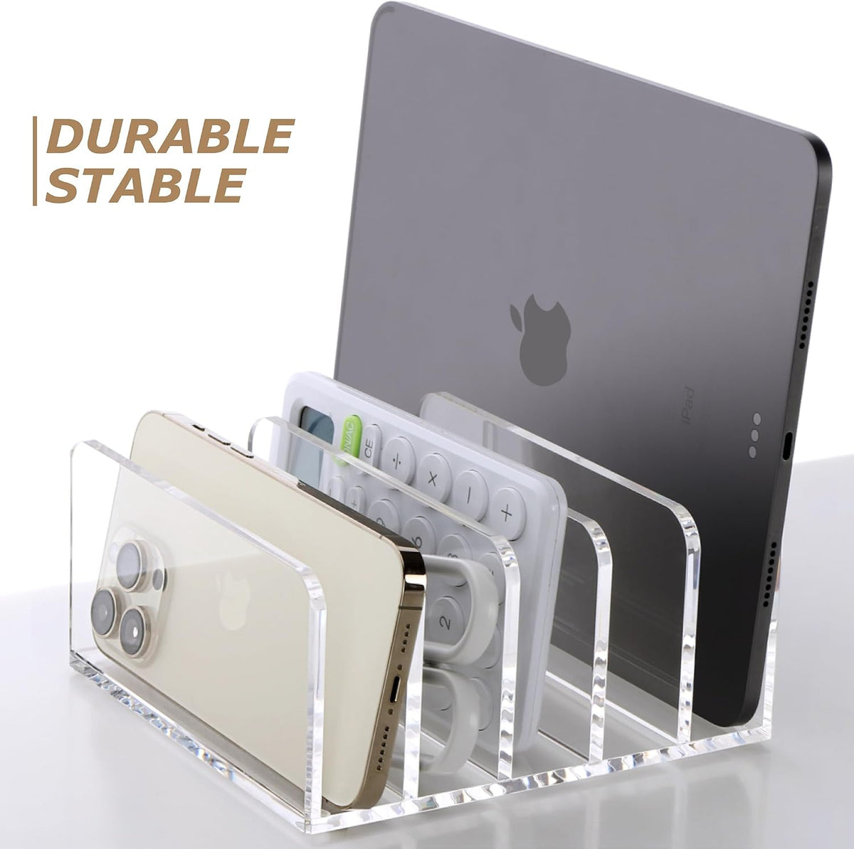 SANRUI Acrylic Mail Sorter Desktop Organizer Holder with Drawer, 5 Compartments Clear Small File Script Letter Document Storage for Desk Bill Filling Envelope Holder Office, Home, School Organization