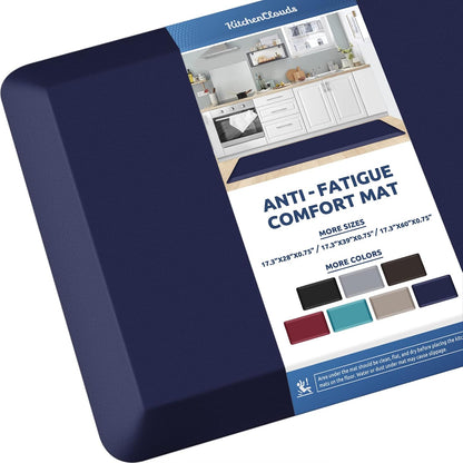KitchenClouds Kitchen Mat Cushioned Anti Fatigue Rug 17.3"x28" Water Resistant, Non Slip, Standing and Comfort Desk/Floor Mats for House Sink Office (Black)