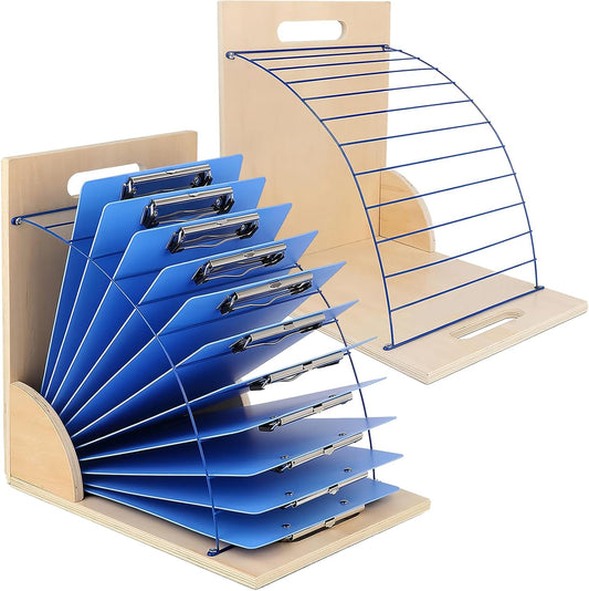 CuleedTec Clipboard Holder, Clipboard Storage Rack | Wooden Clipboards Stand with Sturdy Metal Shelf | Clipboard Organizer for Classroom, Office, and Home (Assembly Required) (2 PCS)