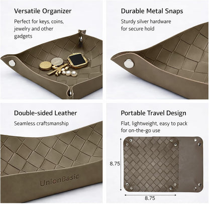 UnionBasic Small Valet Tray, Jewelry Tray for Rings Watches Earrings, Entryway Catchall Caddy for Coins Keys Change, Nightstand Bedside Valet Holder, Trays for Electronic Gadgets, Beige - Colors B