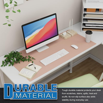 K KNODEL Large Office Leather Desk Mat, Mouse and Keyboard Pad, Computer and Laptop Mat, Desktop Protector and Cover, Writing Pad and Blotter (31.5"x15.7", Black)