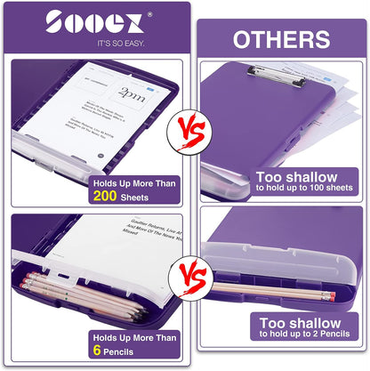 Clipboard with Storage, Clip Board 8.5 x 11 with Pen Holder, High Capacity Plastic Organization Case Box for Letter Legal A4 Size Paper, Nurses Teachers Must Haves, School & Office Supplies