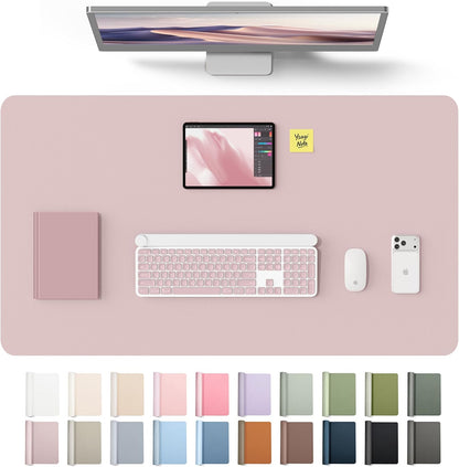 YSAGi Leather Desk Pad Protector, Office Desk Mat, Large Mouse Pad, Non-Slip PU Leather Desk Blotter, Waterproof Laptop Desk Writing Pad for Office and Home (23.6" x 13.8", Eggshell) - Colors A