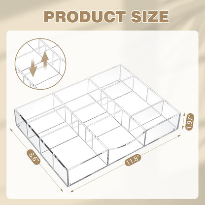 Clear Acrylic Drawer Organizer,6 Compartments,Large