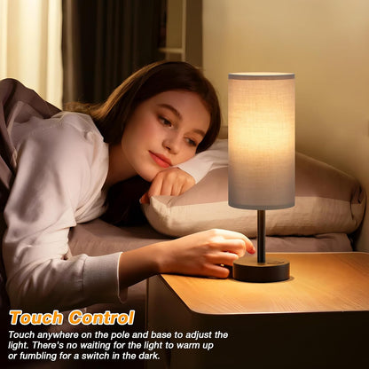 Dicoool Bedside Table Lamp for Bedroom - 3-Way Dimmable Touch Lamp, USB A+C